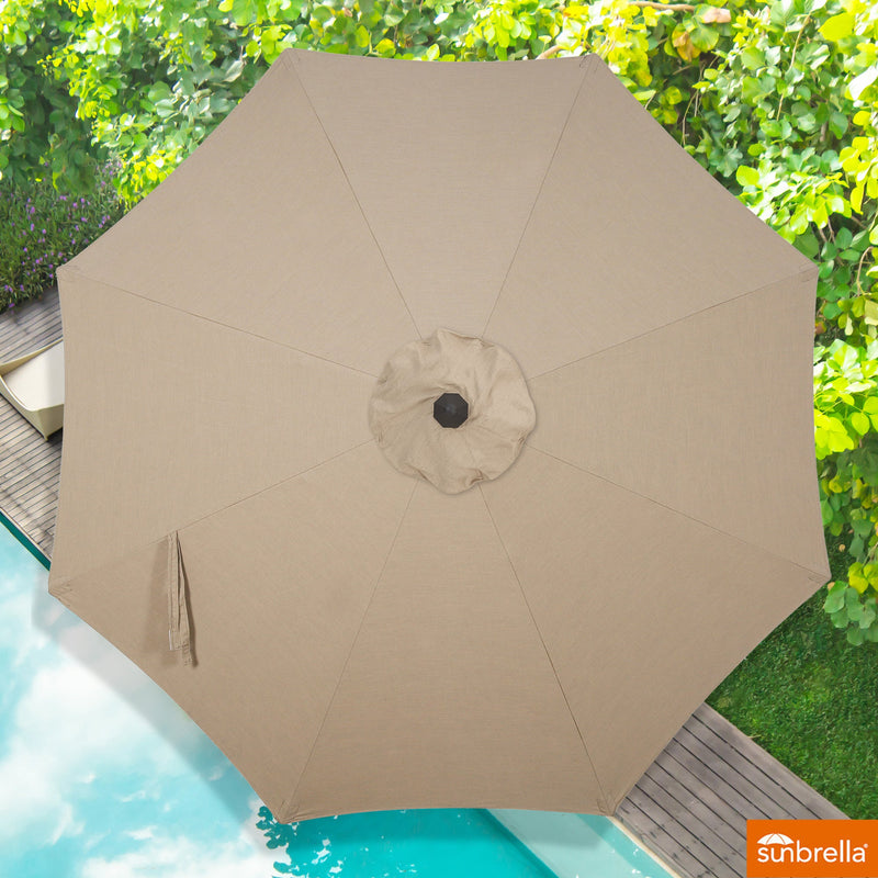 PEAKHOME Azur Patio 8PCS Round Dining Set With Lazy Susan and Sunbrella Umbrella And Cushion