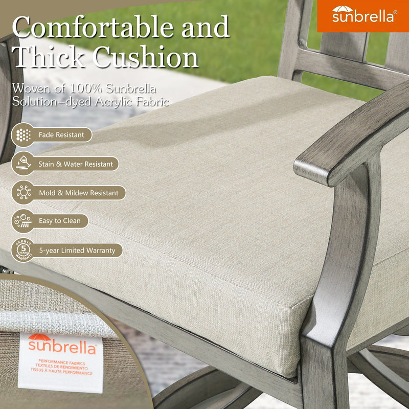 PEAKHOME Azur Patio Swivel Dining Chair with Sunbrella® Cushions