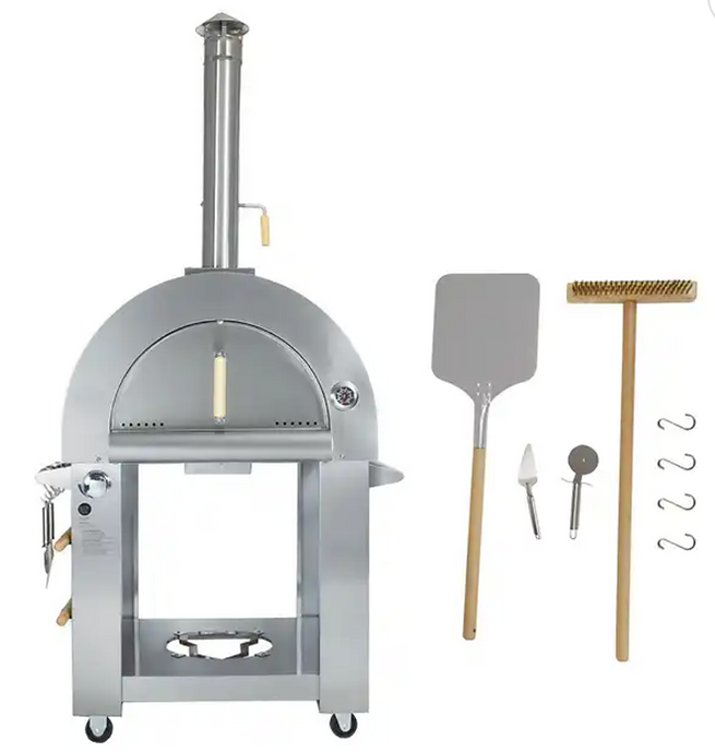 KoKoMo 32” Dual Fuel Pizza Oven - Gas or Wood-Fired Stainless Steel Outdoor Oven