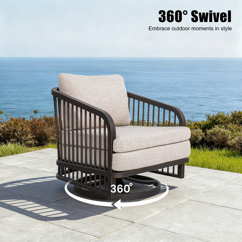 Asheville 5-Piece Aluminum Patio Seating Set With Nesting Sintered Stone Tables