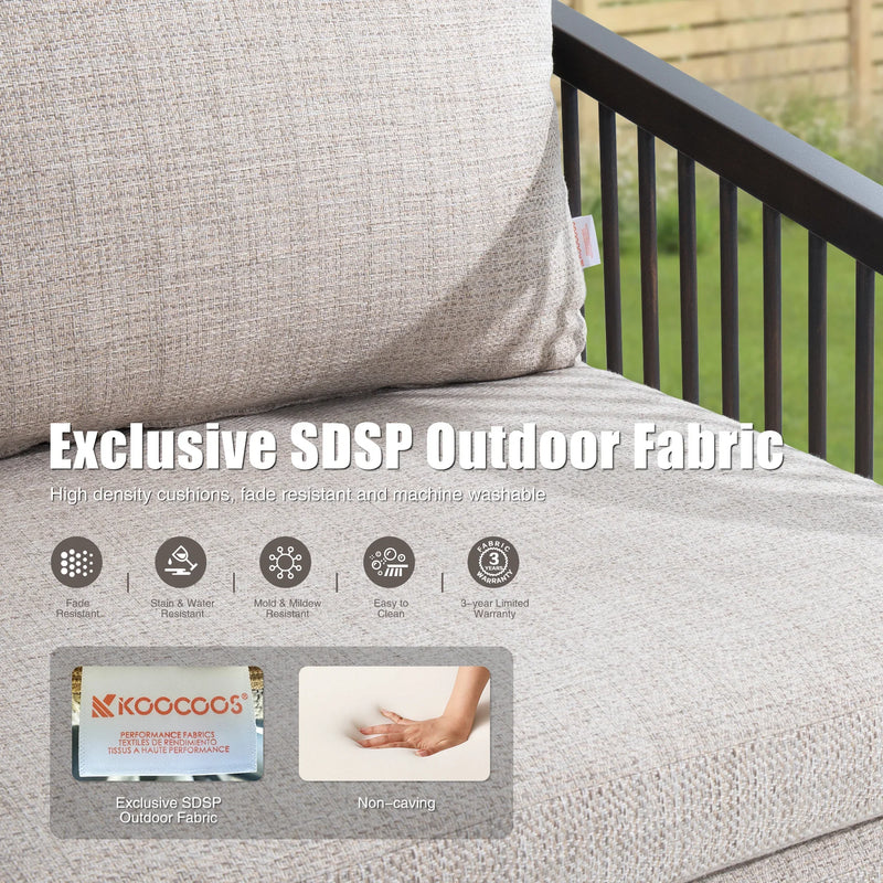 Asheville 4-Piece Aluminum Patio Deep Sofa Set With Sintered Stone Tables