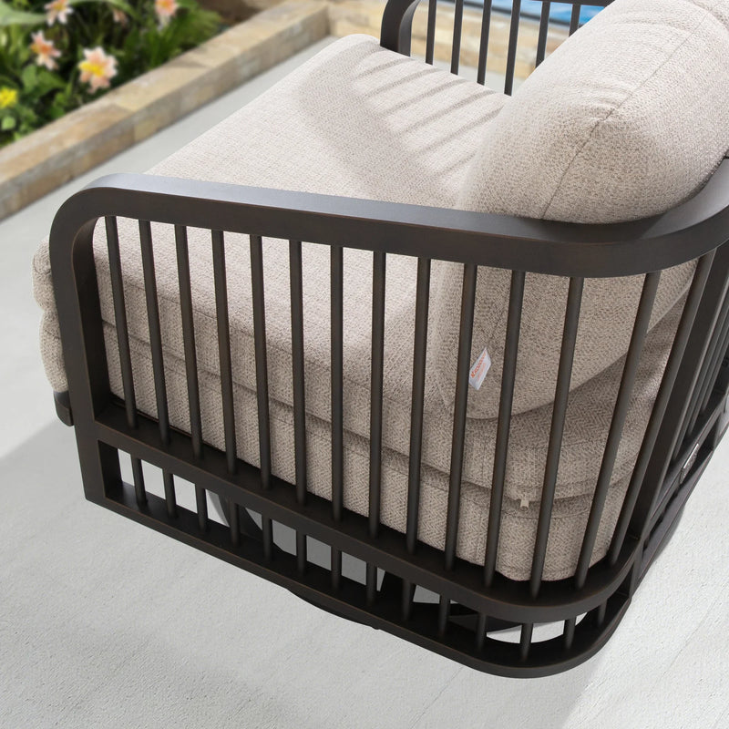 Asheville 4-Piece Aluminum Patio Swivel Seating Set With Sintered Stone Tables