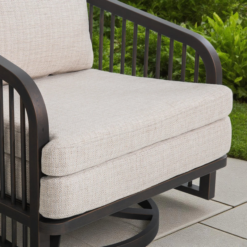 Asheville 4-Piece Aluminum Patio Swivel Seating Set With Sintered Stone Tables