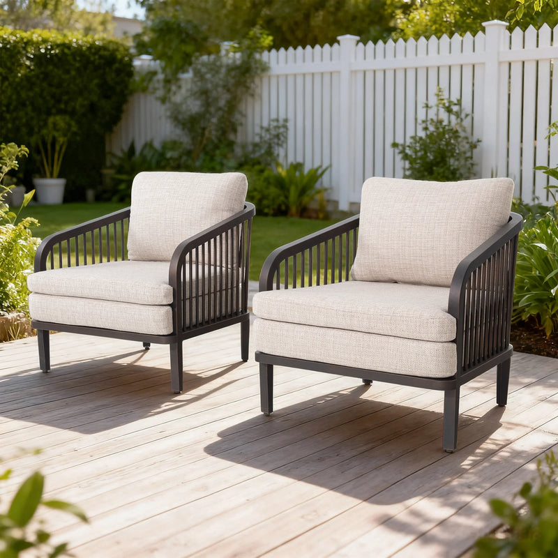 Asheville 5-Piece Aluminum Patio Deep Sofa Set With Nesting Sintered Stone Tables