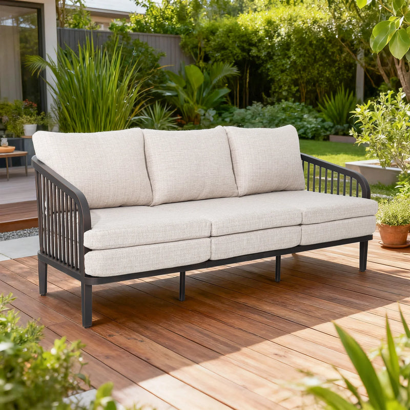 Asheville 5-Piece Aluminum Patio Deep Sofa Set With Nesting Sintered Stone Tables