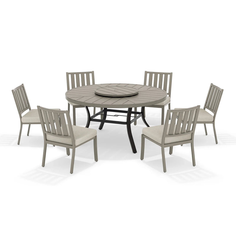PEAKHOME Azur Patio Round Dining Table Sets With Armless Chair And Sunbrella® Cushions