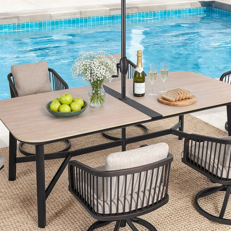 Asheville Patio Rectangular Dining Table and 6 Dining Chair