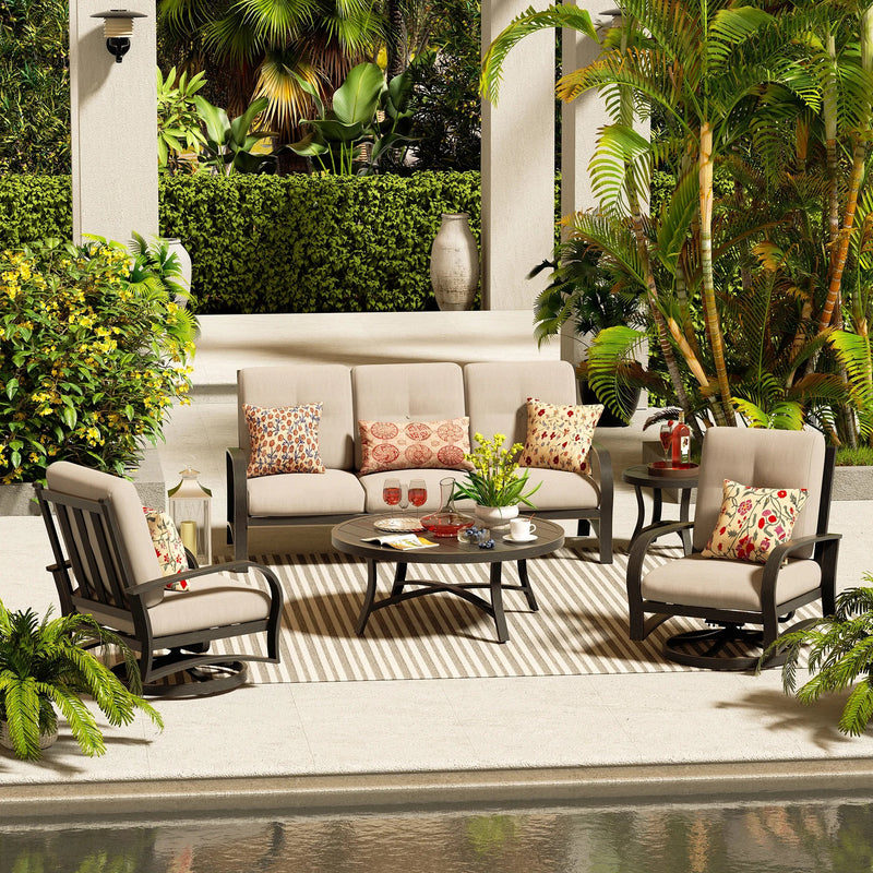 Chamber 5 Piece Aluminum Patio Furniture Sofa Sets With Round Table