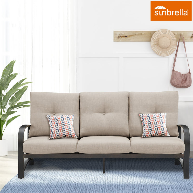 Chamber Aluminum 3-Seater Patio Sofa with Sunbrella® Cushions