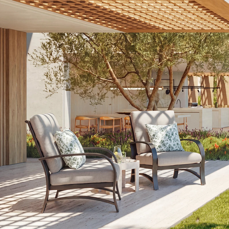 Chamber Aluminum Outdoor Sofa and 2 Chairs with Round Coffee Table
