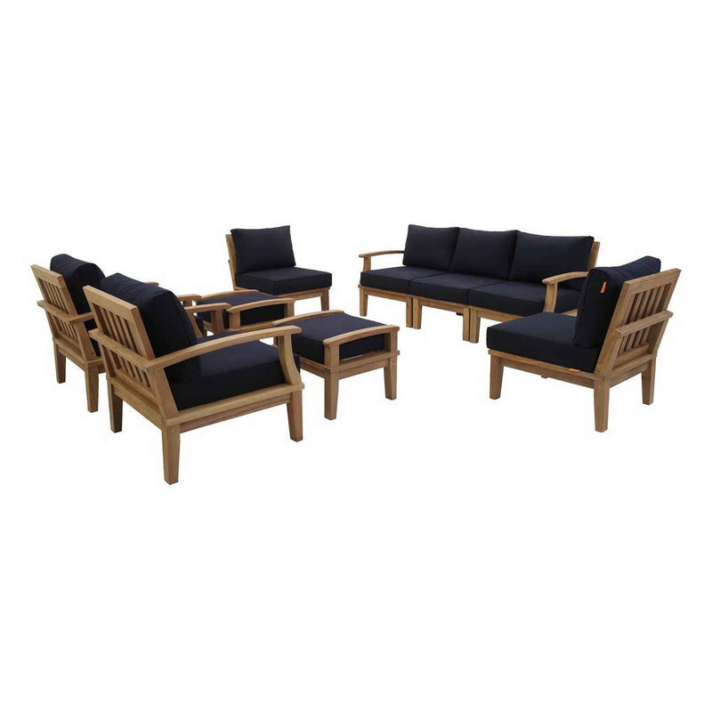 Patio Elegance Outdoor Lounge Set - Marina 9-Piece Teak Collection by Modway