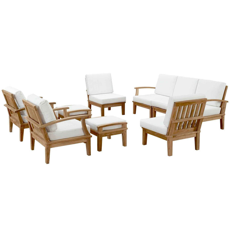 Patio Elegance Outdoor Lounge Set - Marina 9-Piece Teak Collection by Modway