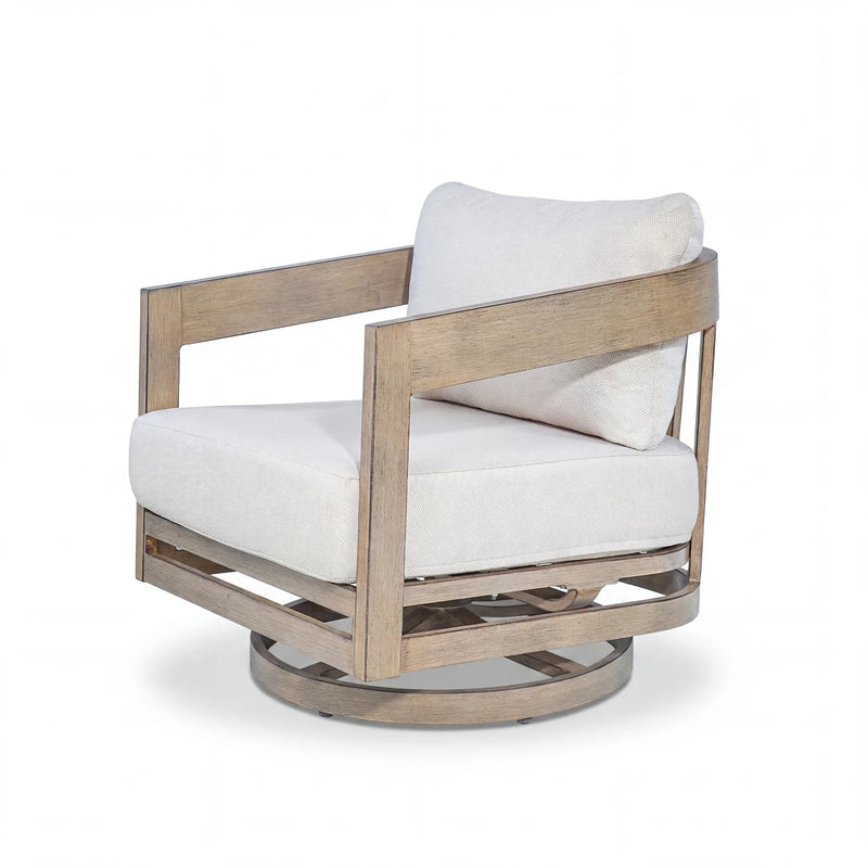 Harmonti 4 Pieces Modern Patio Swivel Furniture Set With Round Concrete Table