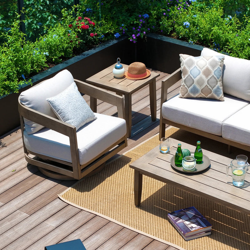 Harmonti 5 Pieces Aluminum Patio Swivel Lounge Chairs With Ottomans