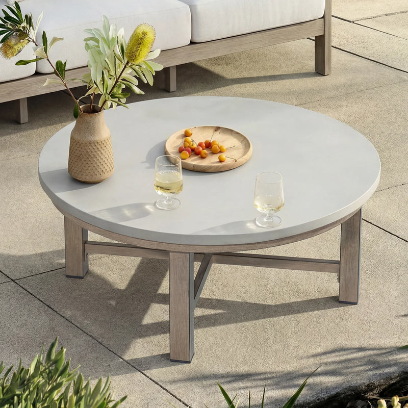 Harmonti 4 Pieces Modern Patio Swivel Furniture Set With Round Concrete Table