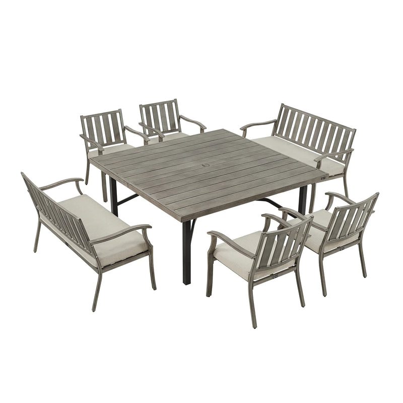 PEAKHOME Azur Outdoor Square Dining Table Set For 8-Person With Sunbrella® Cushions