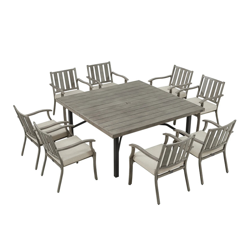PEAKHOME Azur Outdoor 8 Person Square Dining Set with Sunbrella® Cushions
