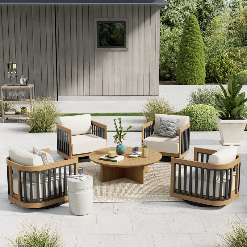 Sereno 4 Swivel Lounge Chair and Round Coffee Table