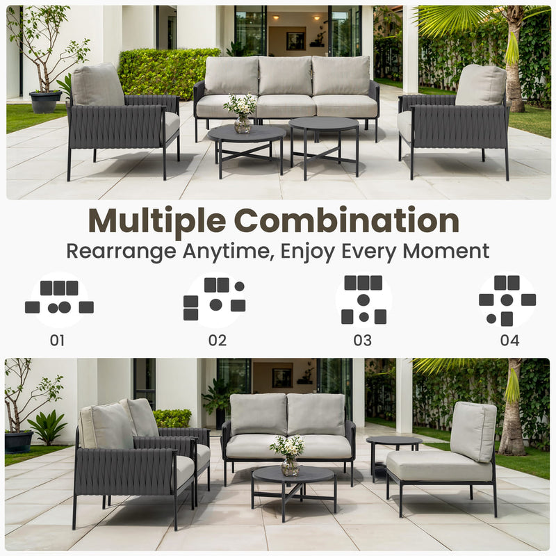 Axis Woven Rope Outdoor Sectional Set, 7-Piece